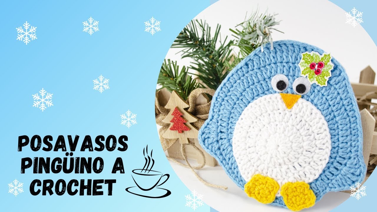 ????????Tejer Posavasos a Crochet.Crochet Pingüino Posavasos Tutorial.Crochet Posavasos de Navidad UPDATE