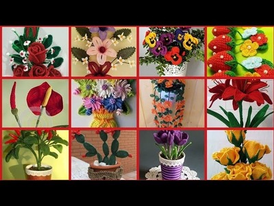 Atractivas y hermosas flores de ganchillo y plantas de ganchillo Ideas para la decoración del hogar