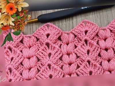 Hermosa puntada tejida a crochet especial para mantas de bebé