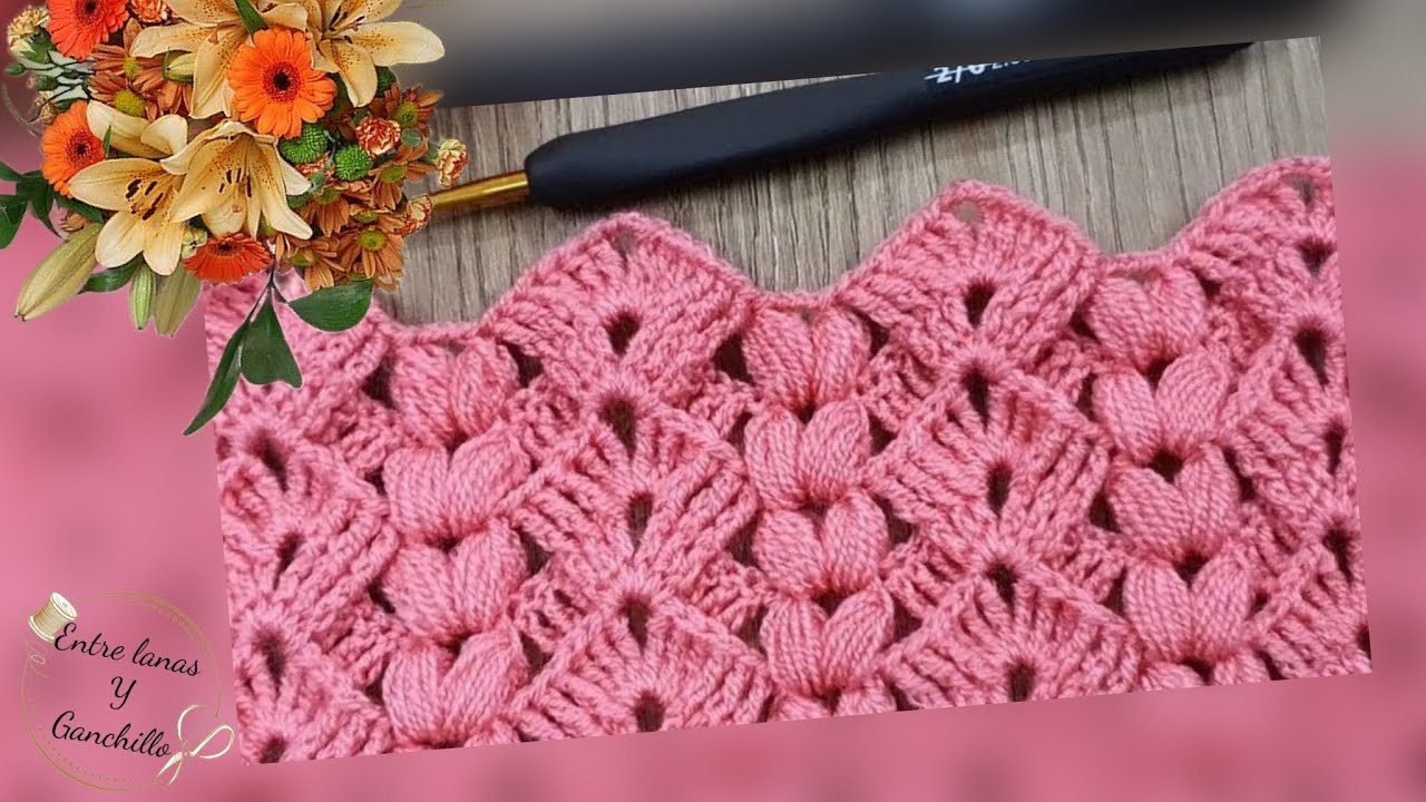 Hermosa puntada tejida a crochet especial para mantas de bebé
