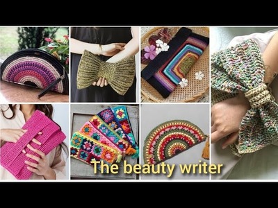 Patrón de ganchillo hilo de algodón bolsa multicolor.bolso con cremallera.diseños de bolso