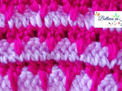 Teje Hermosa puntada en Crochet con dos Colores!