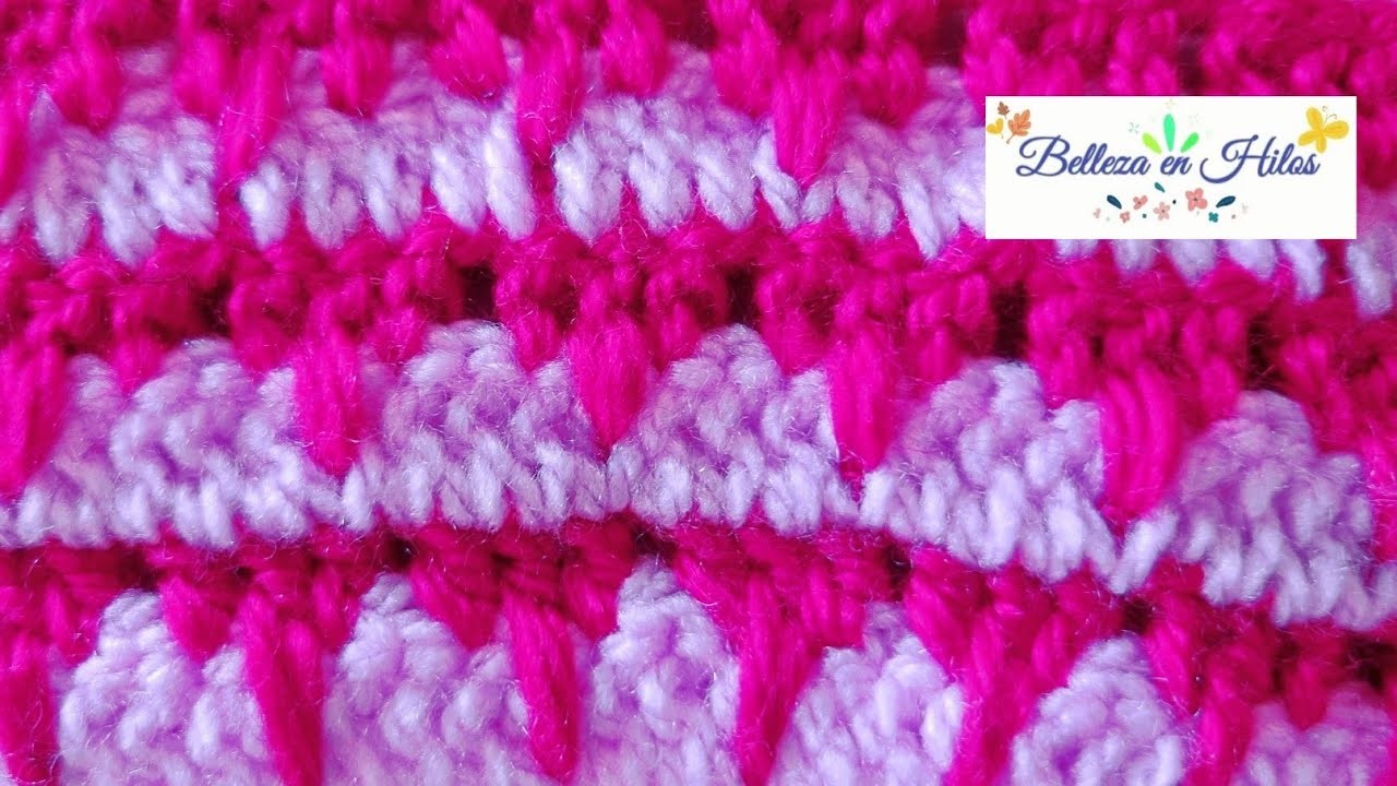Teje Hermosa puntada en Crochet con dos Colores!