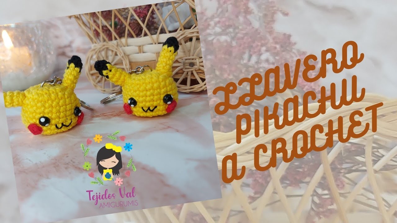 Llavero Pikachu amigurumi. Mini Pikachu a  crochet. Tejidos Val