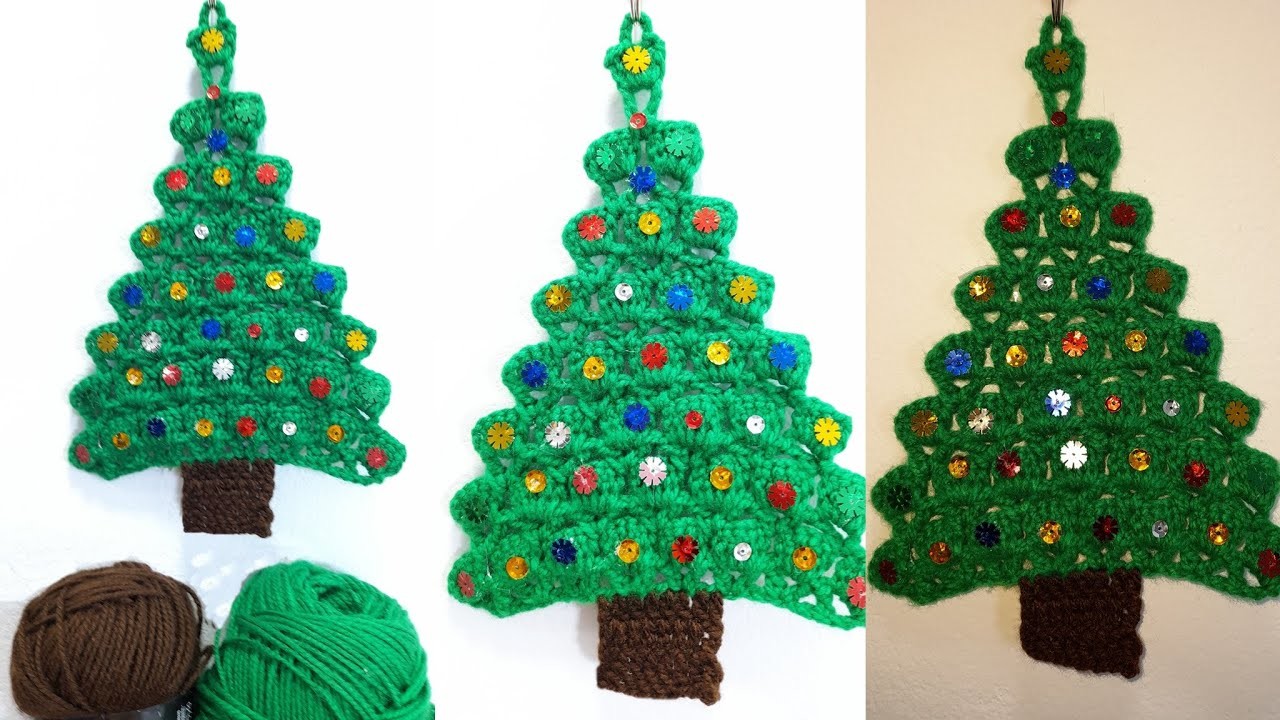 Hermoso Arbolito para  Navidad tejido en crochet y decorado con luces.nuevo tejido para navidad