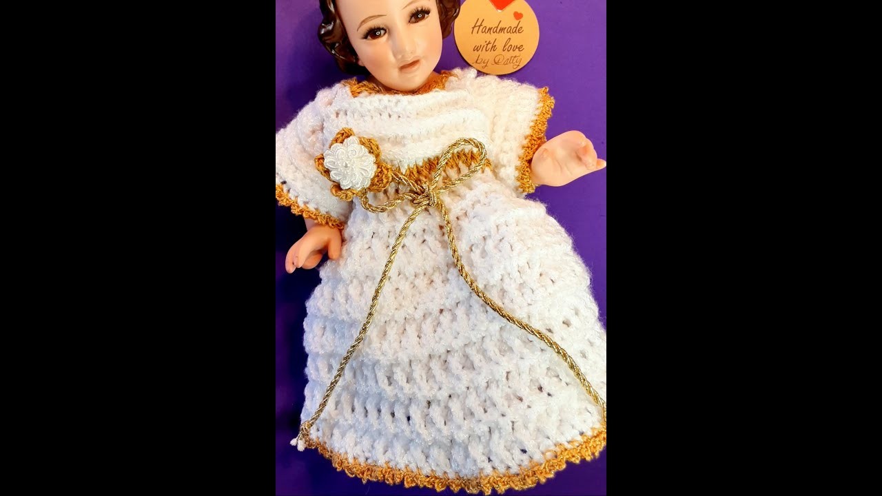 Ropon para Niño Dios a Crochet.Crochet baby Jesus outfit