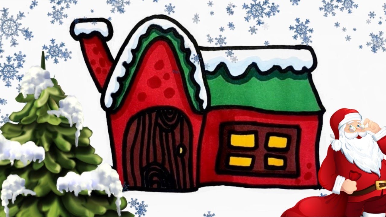 Cómo dibujar la casa de Papá Noel fácilmente y paso a paso