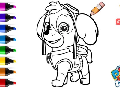 ????Dibuja y colorea✍ a Skye de Paw Patrol???? (patrulla de cachorros)Dibujos para niños???? ????