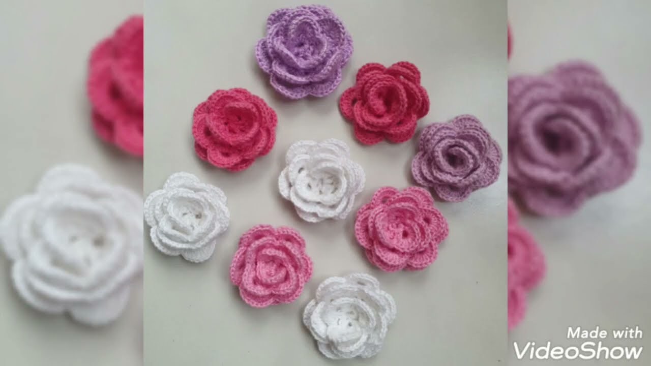 ????ROSA tejida a #crochet muy fácil y muy rápido de hacer (3 vueltas en solo 15 minutos)????????????