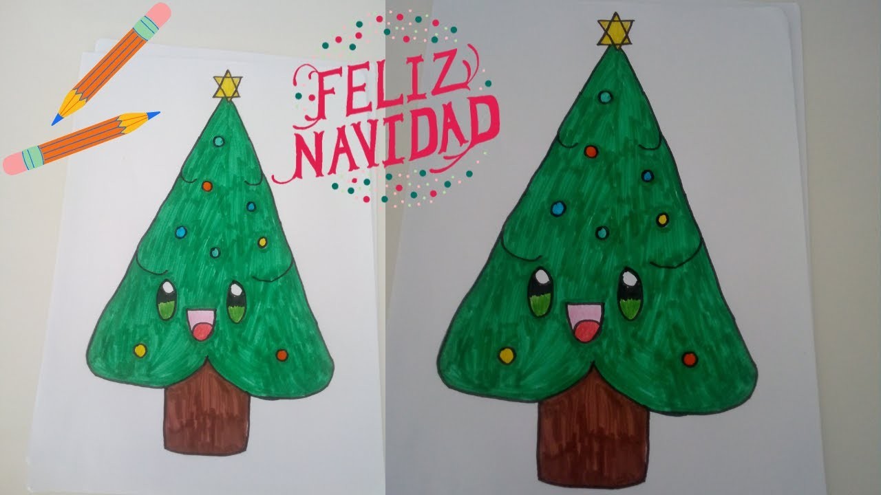 Como DIBUJAR un ÁRBOL ????☃️❄️de NAVIDAD fácil| Dibujos fáciles - Dibujos de NAVIDAD ☃️❄️