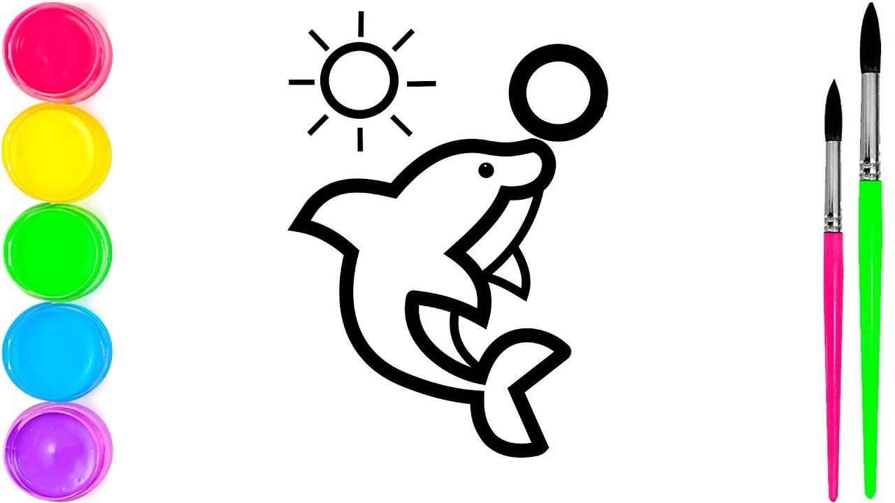 Dolphin Drawing and Coloring Pages