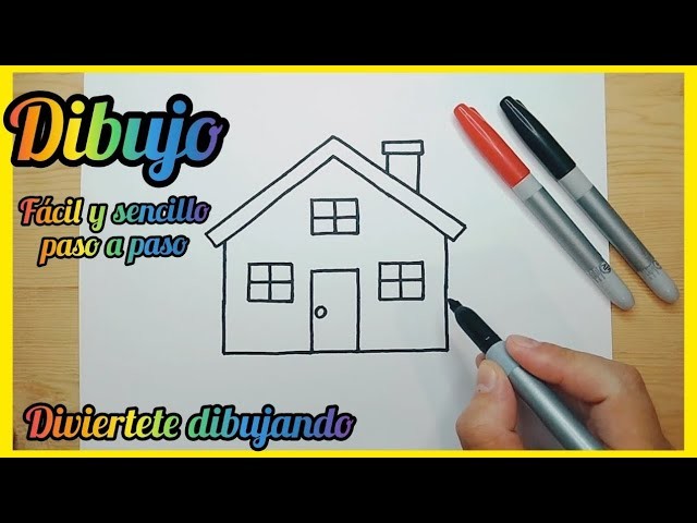 Como dibujar una "CASITA", facil paso a paso, DIVIERTETE DIBUJANDO.