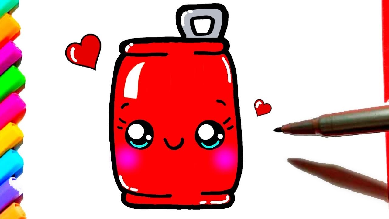 CÓMO DIBUJAR UNA LATA DE REFRESCO KAWAII - Paso a paso ♥ Dibujos Kawaii - Dibujos para dibujar