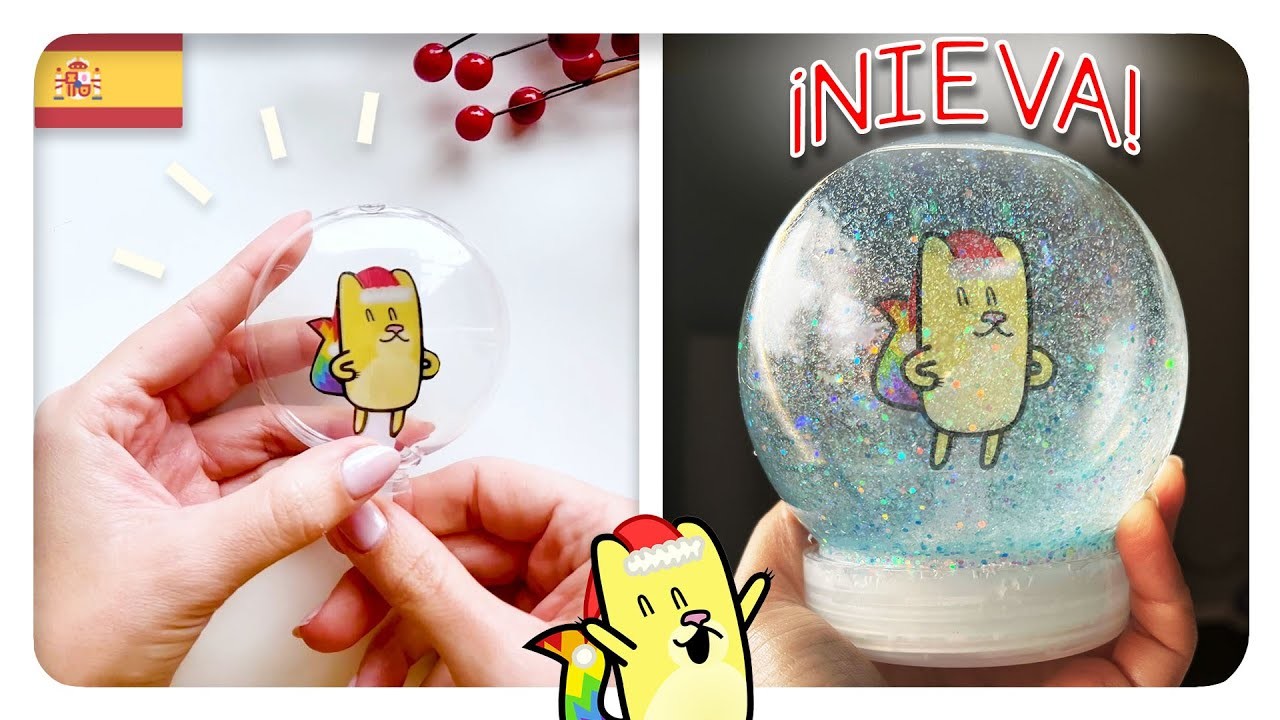 BOLA de NIEVE personalizable para hacer con NIÑOS ❄️ IDEAS de NAVIDAD ???????? Gato Rainbow & Gata Moon