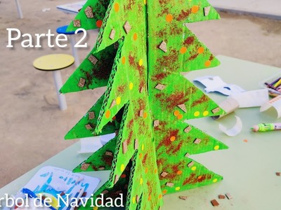 Pequeña Árbol de Navidad (parte2) manualidad para niños Con cartón reciclado ????