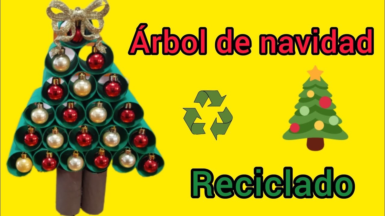 Árbol de navidad con rollos de papel higiénico #navidad2022 #reciclaje