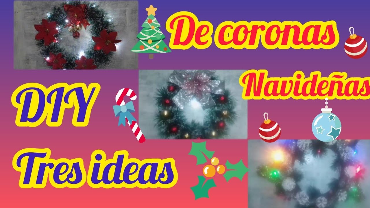 DIY????.tres ideas de coronas navideñas☃️.como hacer coronas???? con reciclaje