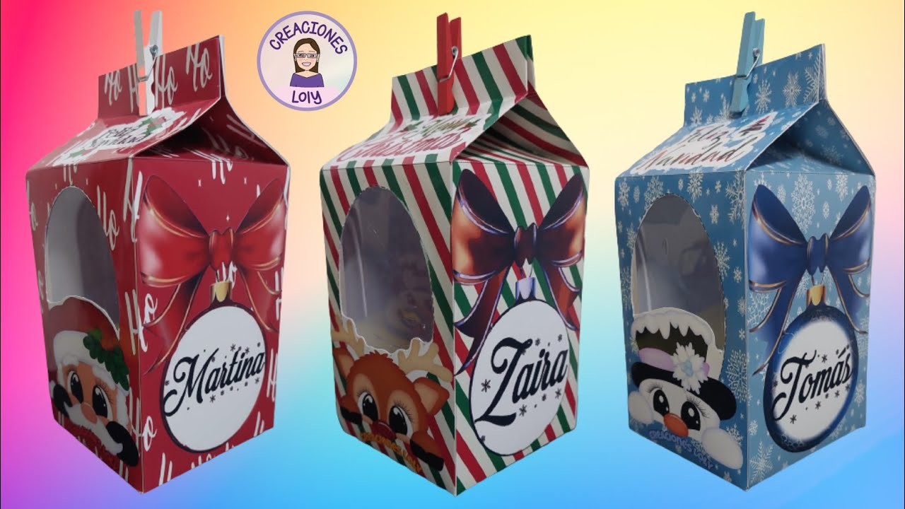 Dulceros Navideños ????⛄???????? Reno Santa Elfo.MILK BOX Navideños