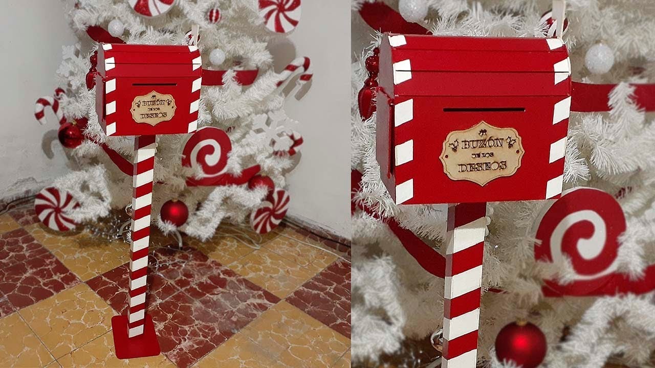 ¿Cómo pintar un buzón de Santa Claus navideño de caramelo? DIY. DECORACIÓN NAVIDEÑA navidad