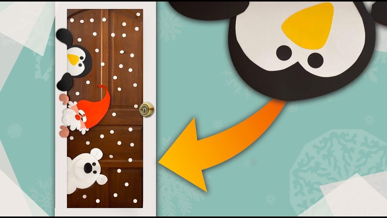 ???? Santa, Oso y Pingüino Navideño decorando la puerta ????????????Decoración de Navidad ????Chuladas Creativas