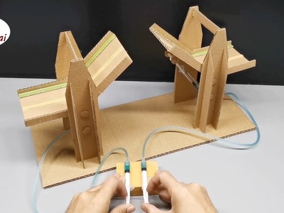 Cómo hacer un puente hidráulico de cartón en casa | Modelo de puente hidráulico de cartón DIY