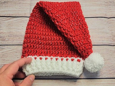 COMO SE TEJE UN GORRO DE PAPA NOEL PARA BEBE #crochet #knitting #tejido #craft #santaclaus #navidad
