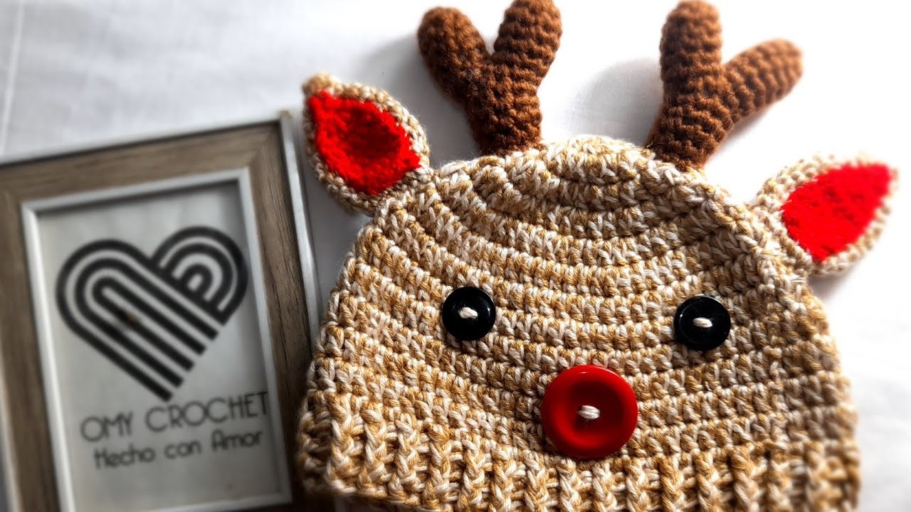 ✨️GORRO DE CIERVO O VENADO ???? PARA BEBE DE 6 A 9 MESES  TEJIDO A CROCHET-NAVIDAD 2022????-PASO A PASO ????