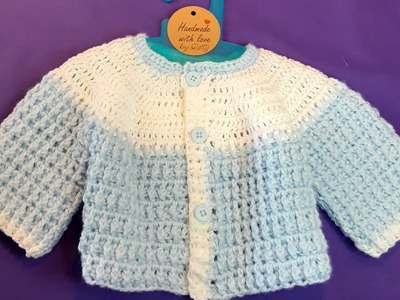Chambrita a crochet con puntos en relieve para edades de 0 a 3 meses