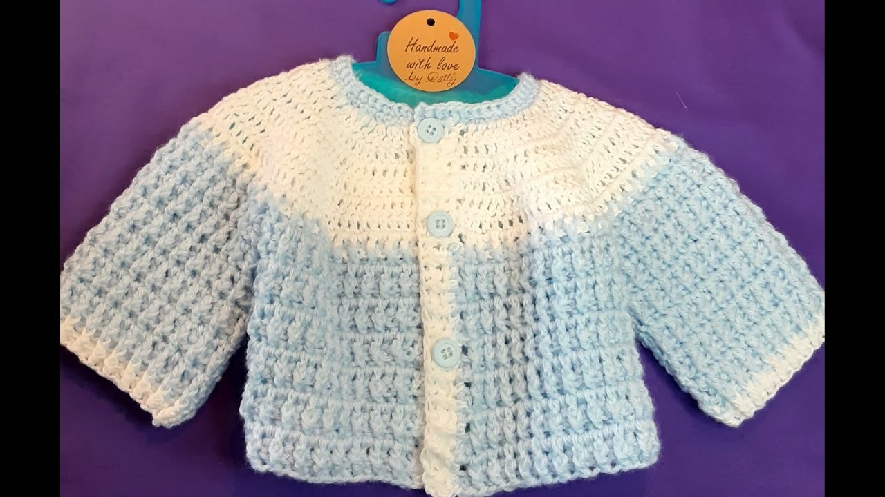 Chambrita a crochet con puntos en relieve para edades de 0 a 3 meses