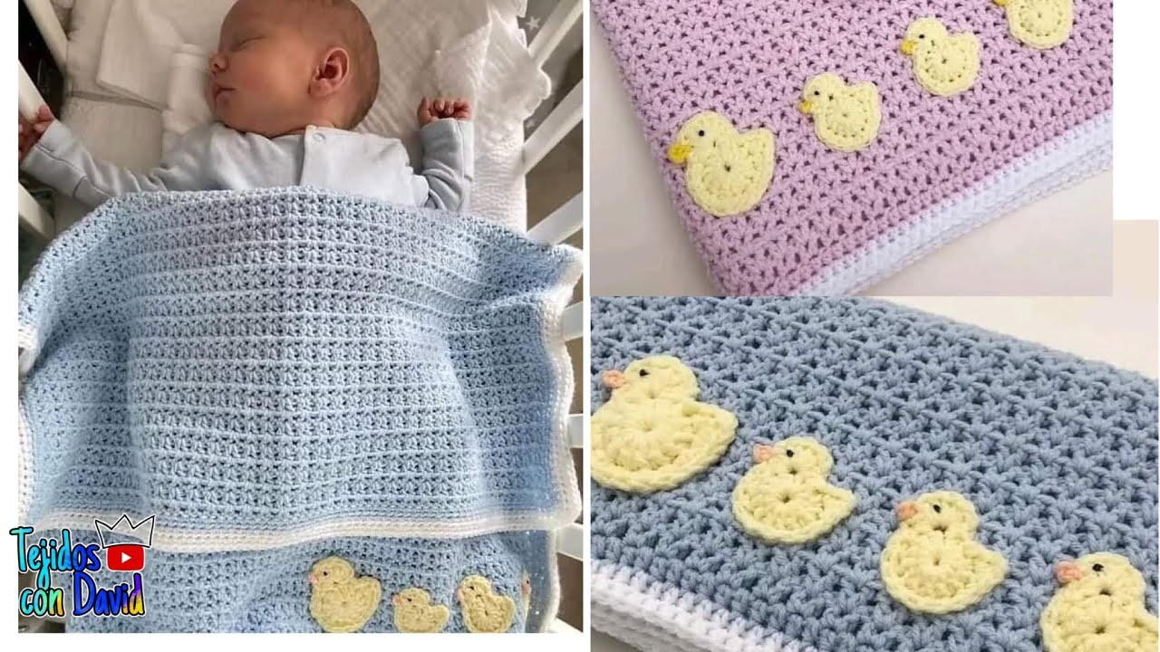 Hermosa manta para bebé en tejido a mano en la técnica de crochet paso a paso principiante