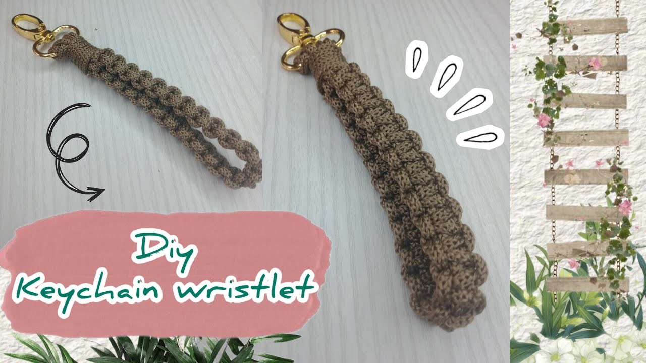 Macrame wristlet tutorial |DIY Macrame keychain  | tutorial macrame pemula