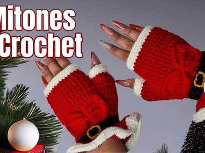 Como TEJER Hermosos Mitones Navideños a #Crochet - CROCHETIPS????????