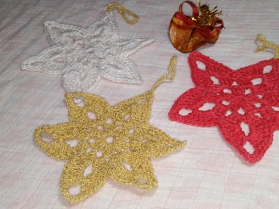 Estrella colgante navideño  a crochet