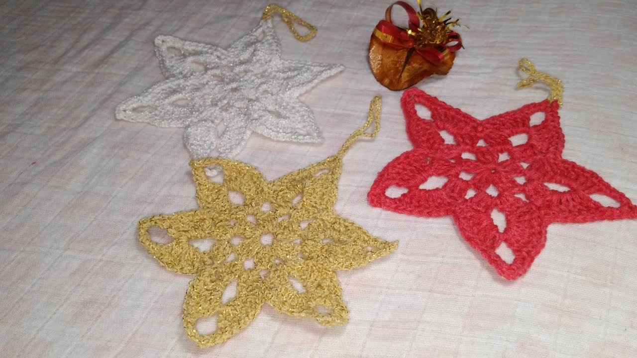 Estrella colgante navideño  a crochet
