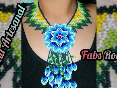 ????️como hacer collar de chaquira con flor 3D ❤️????