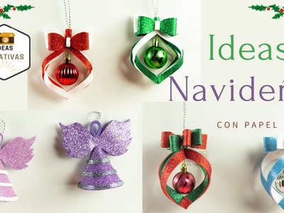 IDEAS NAVIDEÑAS | Adornos fáciles de hacer en Navidad | Homedecor | Adornos de Navidad con papel