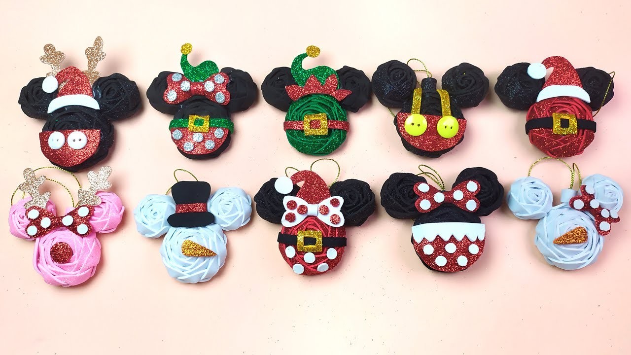????????Adornos Mickey Mouse y Minie Mouse para fiestas Navideñas