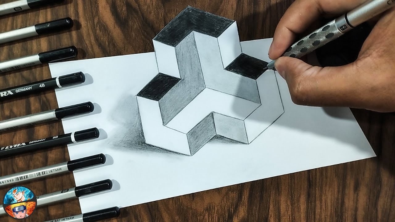 COMO DIBUJAR CUBOS EN 3D Ilusión óptica DIBUJOS - How to draw CUBES IN 3D