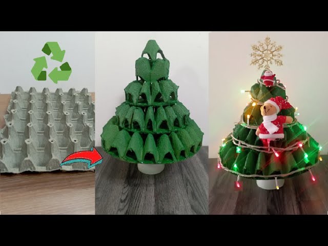 Como hacer arbol de navidad con cartones de huevo reciclados - manualidades de reciclaje