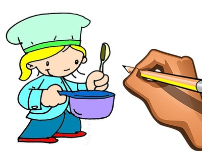 Dibujar Niña Cocinera Paso a Paso by Peketona