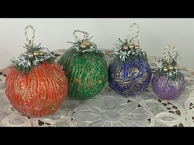 Elegantes esferas navideñas, DIY, Artesanato, Navidad 2022, Manualidades para navidad
