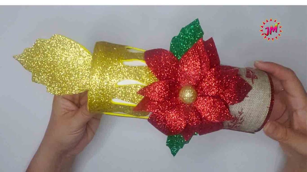 Vela Navideña  hecha con tubo de papas y fomi - Decoración Merry Christmas