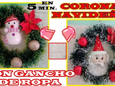 ADORNO NAVIDEÑO DE HOGAR.DECORACION NAVIDEÑAHECHAAMANO.CORONA NAVIDEÑA CON GANCHOS DEROPA 2022