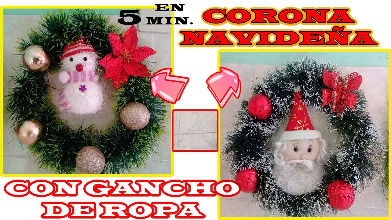 ADORNO NAVIDEÑO DE HOGAR.DECORACION NAVIDEÑAHECHAAMANO.CORONA NAVIDEÑA CON GANCHOS DEROPA 2022