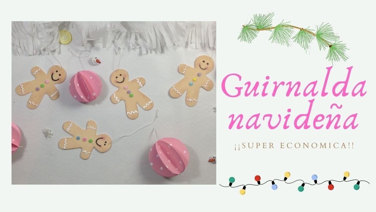Guirnalda navideña de papel.guirnalda navideña económica.decoración navideña fácil y rápida en rosa
