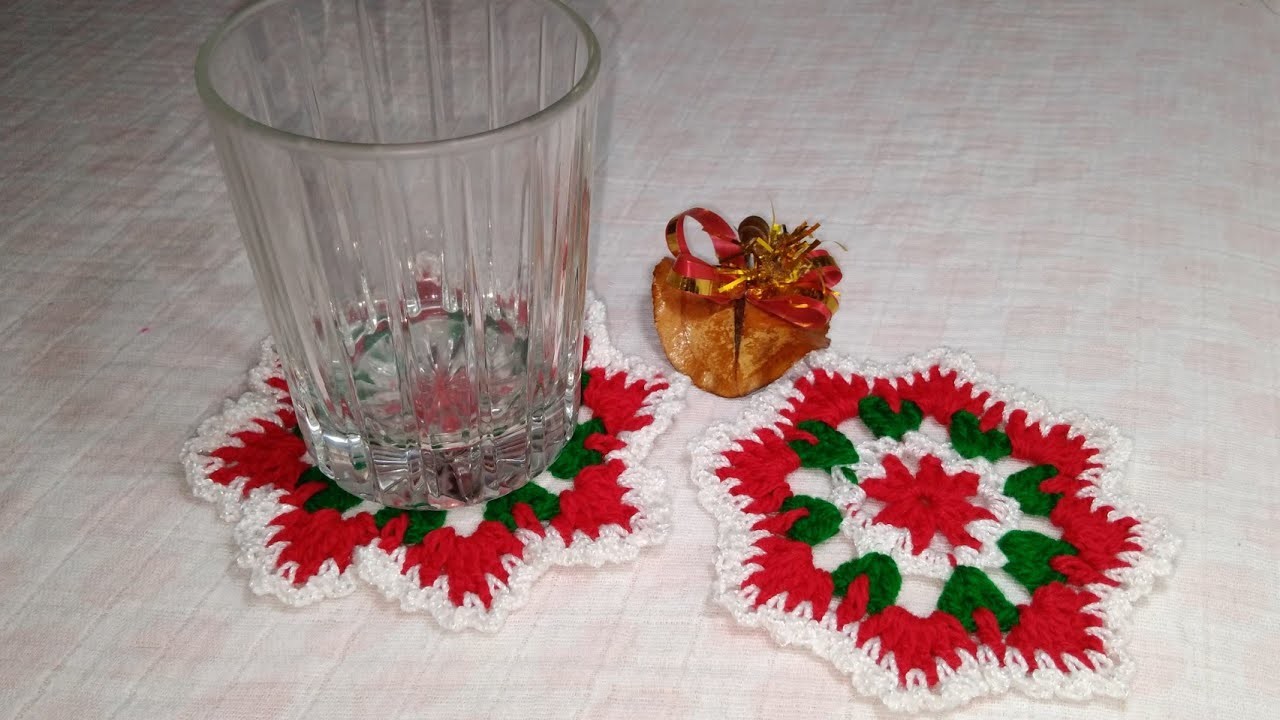 Tapetito_posa vaso  navideño a crochet