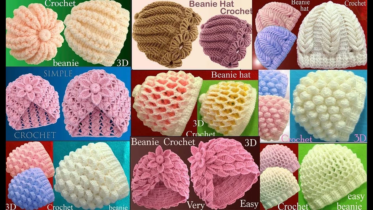Como hacer Gorros a Crochet Patrón Tejido fácil para hacer regalos para toda la familia