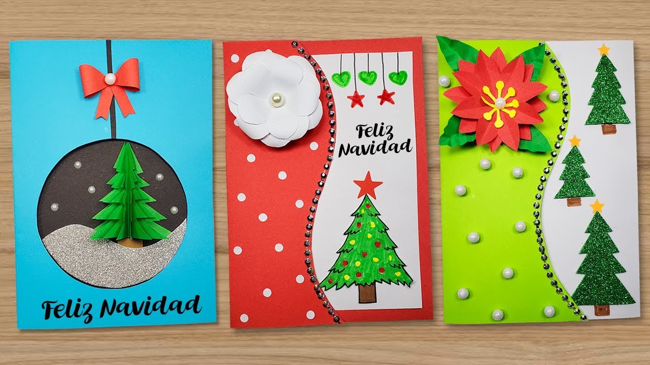 DIY 3 Lindas Tarjetas Navideñas ???? DIY Tarjetas hecha a mano | Christmas Cards