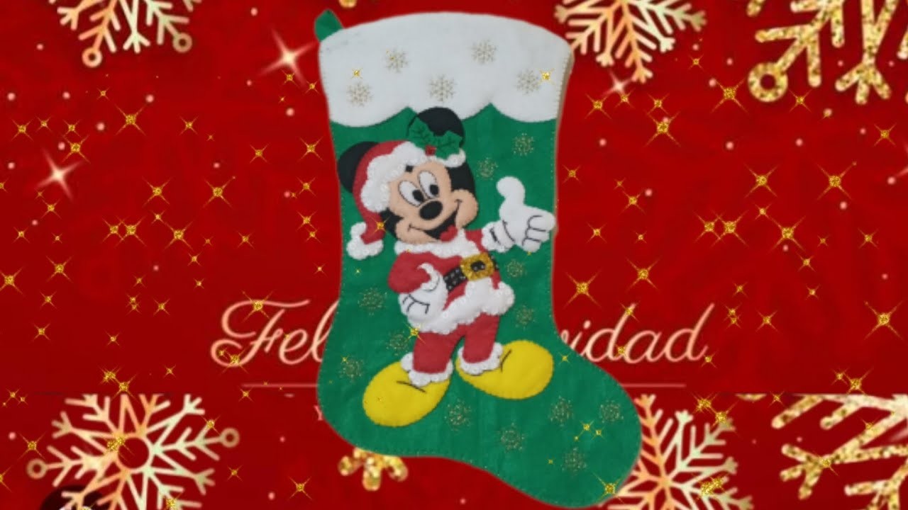 Bota Navideña en fieltro ????⭐#fieltro #manualidades #navidad #disney #mickeymouse