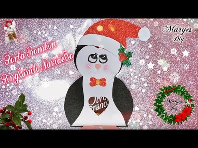 Pingüino Navideño????Porta Bombon en foami facil????Adorno navideño????Regalos de Navidad Manualidades????